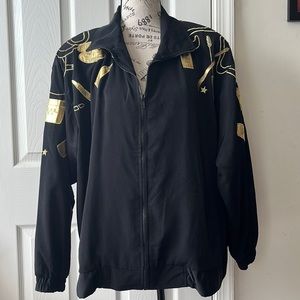 Vintage black and gold windbreaker jacket